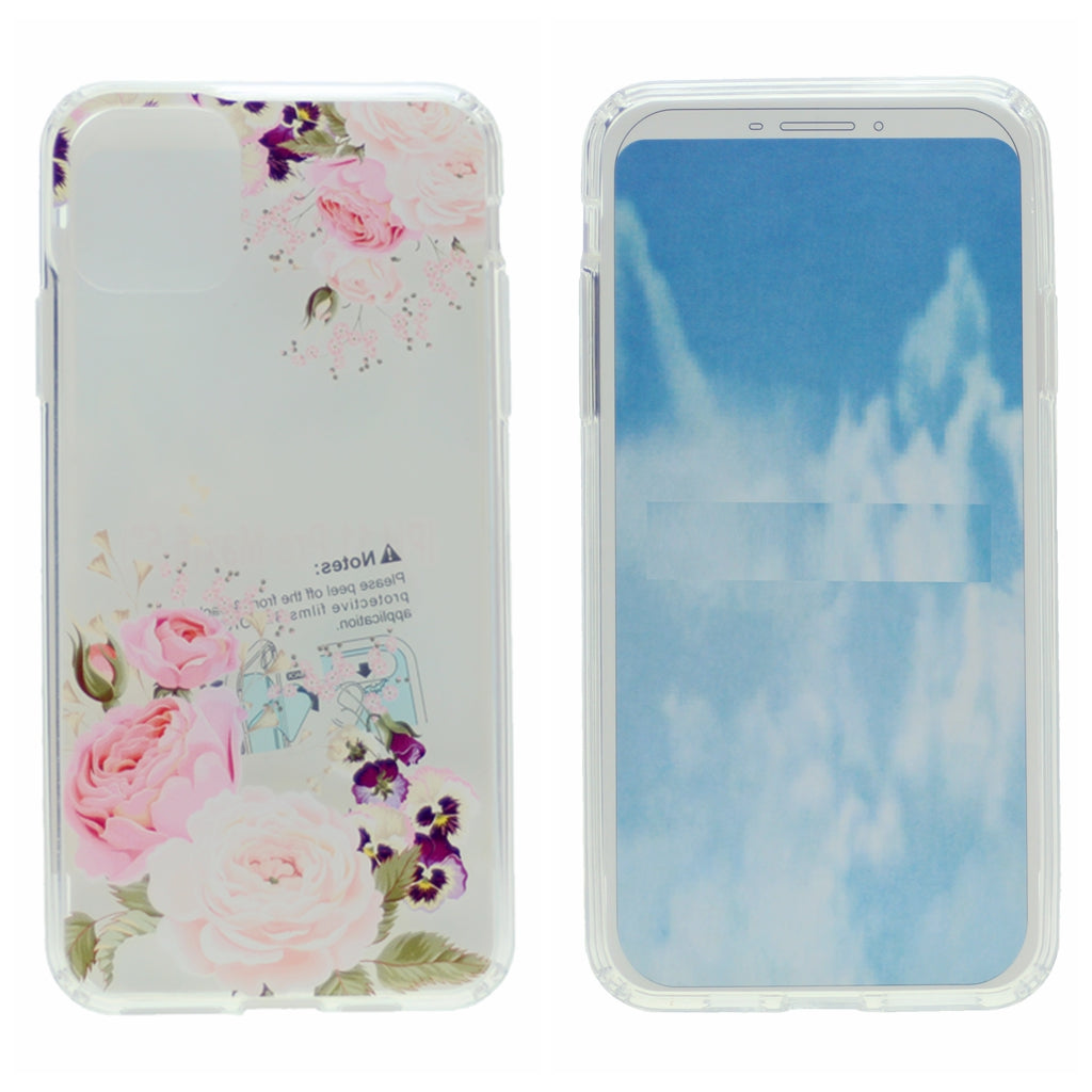 Hard PC Back w/ TPU Bumper+Flower Design Cover Phone Case for iPhone 11 Pro 5.8"