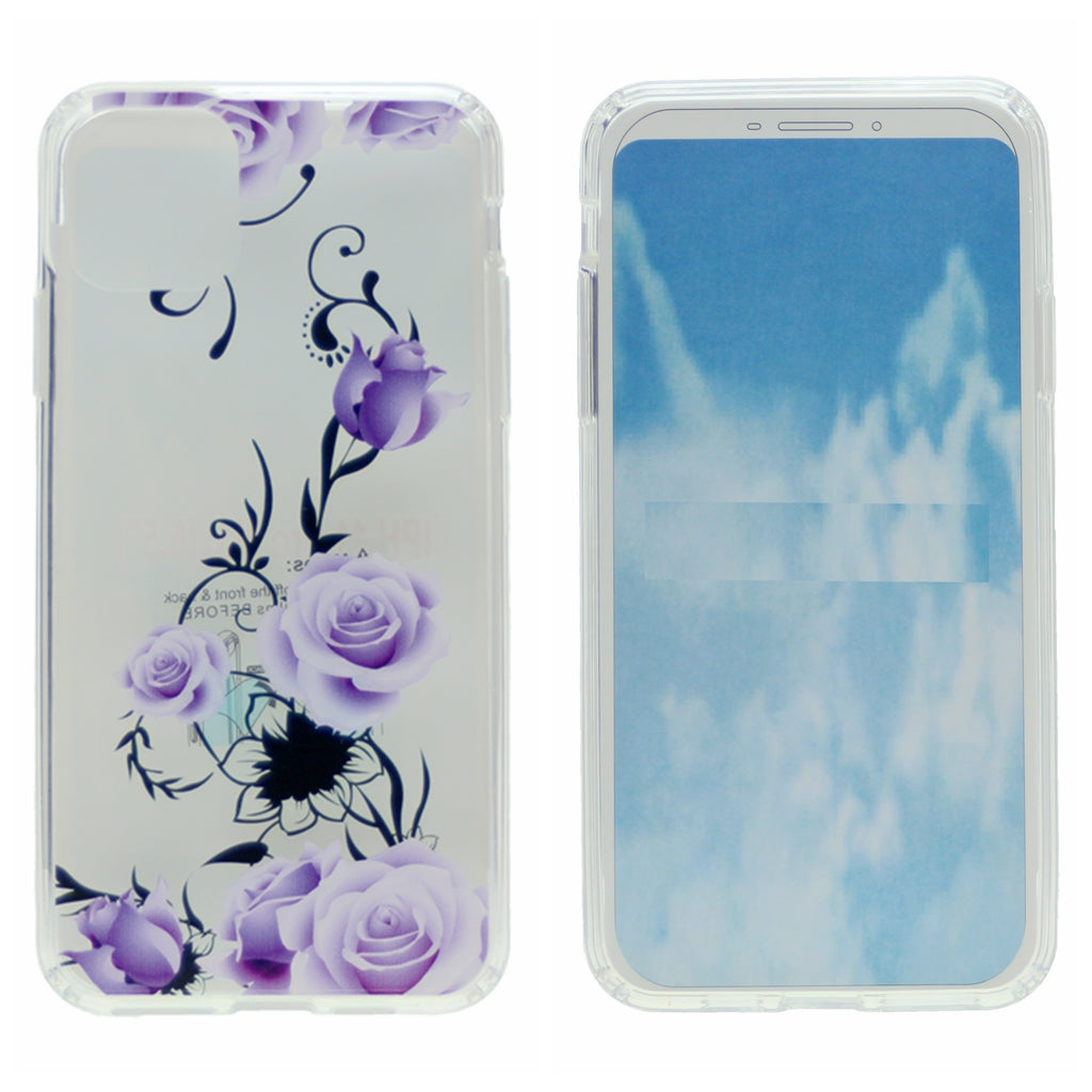 Hard PC Back w/ TPU Bumper+Flower Design Cover Phone Case for iPhone 11 Pro 5.8"