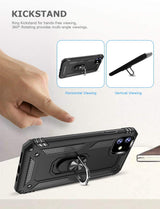 PC+TPU Dual Layer Hybrid Rugged Shockproof Cover Case w/360 Degrees Rotating Ring Stand For iPhone 11 Pro 5.8"
