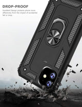 PC+TPU Dual Layer Hybrid Rugged Shockproof Cover Case w/360 Degrees Rotating Ring Stand For iPhone 11 Pro 5.8"