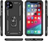PC+TPU Dual Layer Hybrid Rugged Shockproof Cover Case w/360 Degrees Rotating Ring Stand For iPhone 11 Pro 5.8"