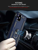 PC+TPU Dual Layer Hybrid Rugged Shockproof Cover Case w/360 Degrees Rotating Ring Stand For iPhone 11 Pro Max 6.5"