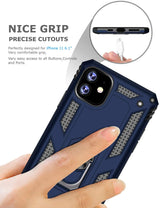 PC+TPU Dual Layer Hybrid Rugged Shockproof Cover Case w/360 Degrees Rotating Ring Stand For iPhone 11 Pro Max 6.5"