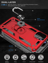 PC+TPU Dual Layer Hybrid Rugged Shockproof Cover Case w/360 Degrees Rotating Ring Stand For iPhone 11 Pro Max 6.5"