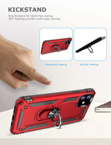 PC+TPU Dual Layer Hybrid Rugged Shockproof Cover Case w/360 Degrees Rotating Ring Stand For iPhone 11 Pro 5.8"