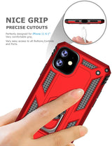 PC+TPU Dual Layer Hybrid Rugged Shockproof Cover Case w/360 Degrees Rotating Ring Stand For iPhone 11 Pro 5.8"