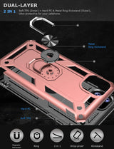 PC+TPU Dual Layer Hybrid Rugged Shockproof Cover Case w/360 Degrees Rotating Ring Stand For iPhone 11 Pro 5.8"