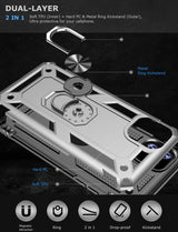 PC+TPU Dual Layer Hybrid Rugged Shockproof Cover Case w/360 Degrees Rotating Ring Stand For iPhone 11 Pro Max 6.5"