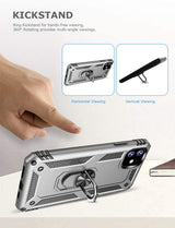 PC+TPU Dual Layer Hybrid Rugged Shockproof Cover Case w/360 Degrees Rotating Ring Stand For iPhone 11 Pro 5.8"