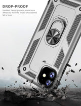 PC+TPU Dual Layer Hybrid Rugged Shockproof Cover Case w/360 Degrees Rotating Ring Stand For iPhone 11 Pro Max 6.5"