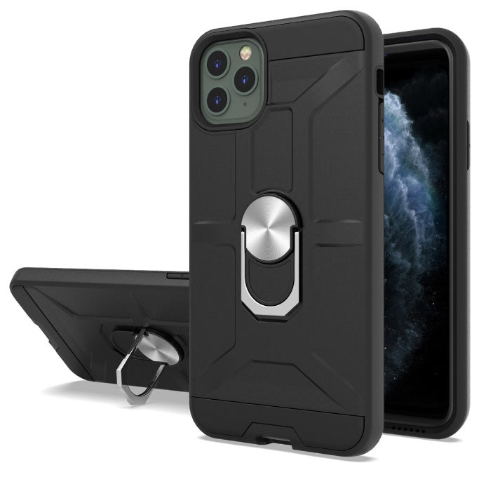 Anti-Drop Hybrid Magnetic Hard Armor Case with Ring Holder for iPhone 12, 12 Pro 6.1"