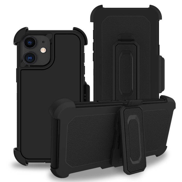 Shockproof Heavy Duty High Impact Resistant Rugged Hybrid Three Layer Armor Full Body Protection Case + Holster for iPhone 11, iPhone 12 Series