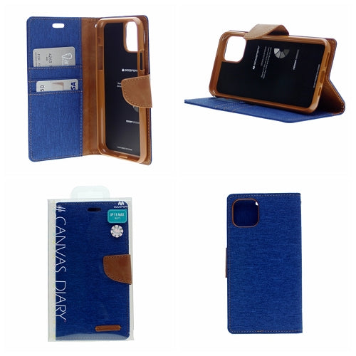 Goospery CANVAS Card Holder Fabric Folio Wallet Flip Stand Case For iPhone 12, iPhone 12 Pro (6.1 inches)