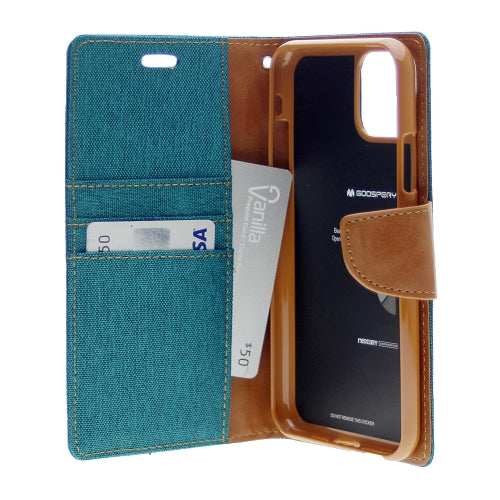 Goospery CANVAS Card Holder Fabric Folio Wallet Flip Stand Case For iPhone 12, iPhone 12 Pro (6.1 inches)