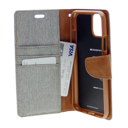 Goospery CANVAS Card Holder Fabric Folio Wallet Flip Stand Case For iPhone 12 Mini (5.4 inches)