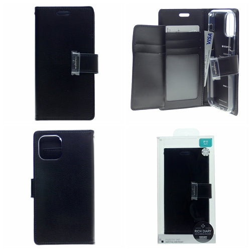 Goospery Rich iPhone 12, iPhone 12 Pro Wallet Case (6.1 inches) Extra Card Slots Leather Flip Cover
