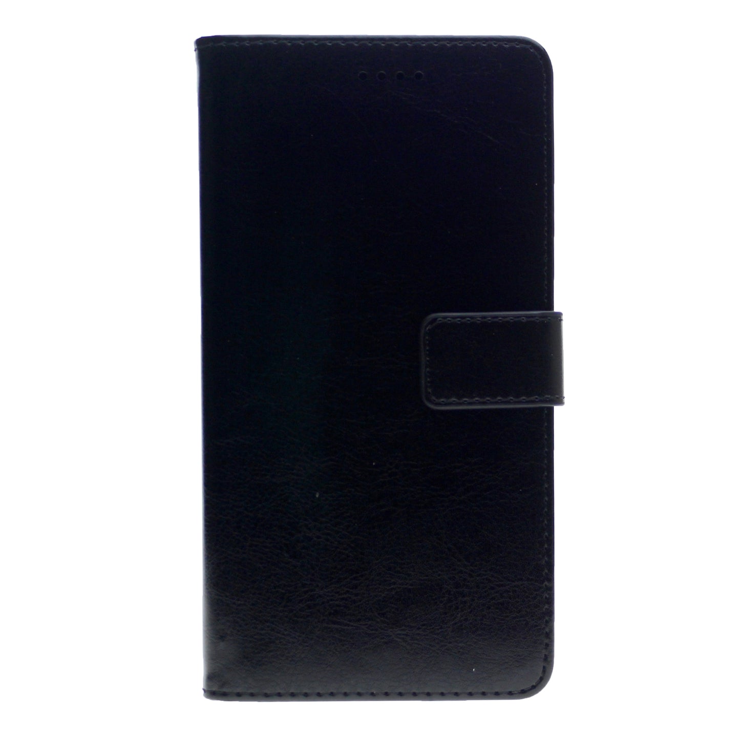 Leather Folio Flip Wallet Case w/Magnetic Clip Card Holders For Alcatel 7(2018) 6.0"-Black