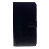 Leather Folio Flip Wallet Case w/Magnetic Clip Card Holders For Alcatel 7(2018) 6.0"-Black