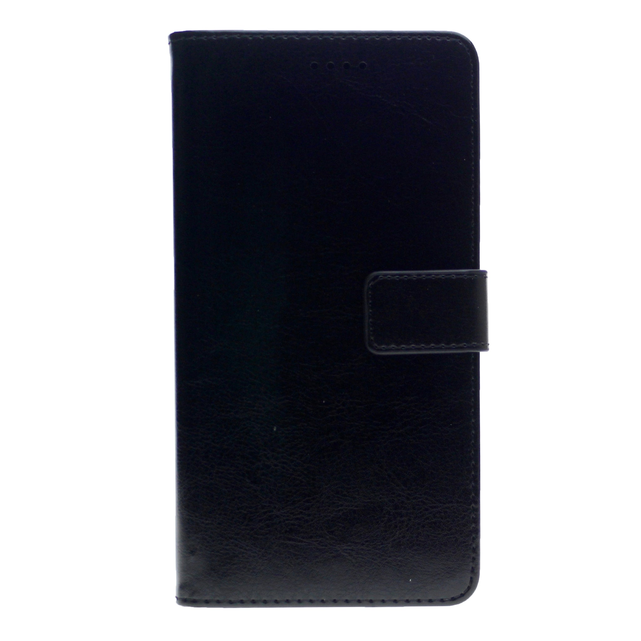 Leather Folio Flip Wallet Case w/Magnetic Clip Card Holders For Alcatel 7(2018) 6.0"-Black