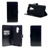 Leather Folio Flip Wallet Case w/Magnetic Clip Card Holders For Alcatel 7(2018) 6.0"-Black