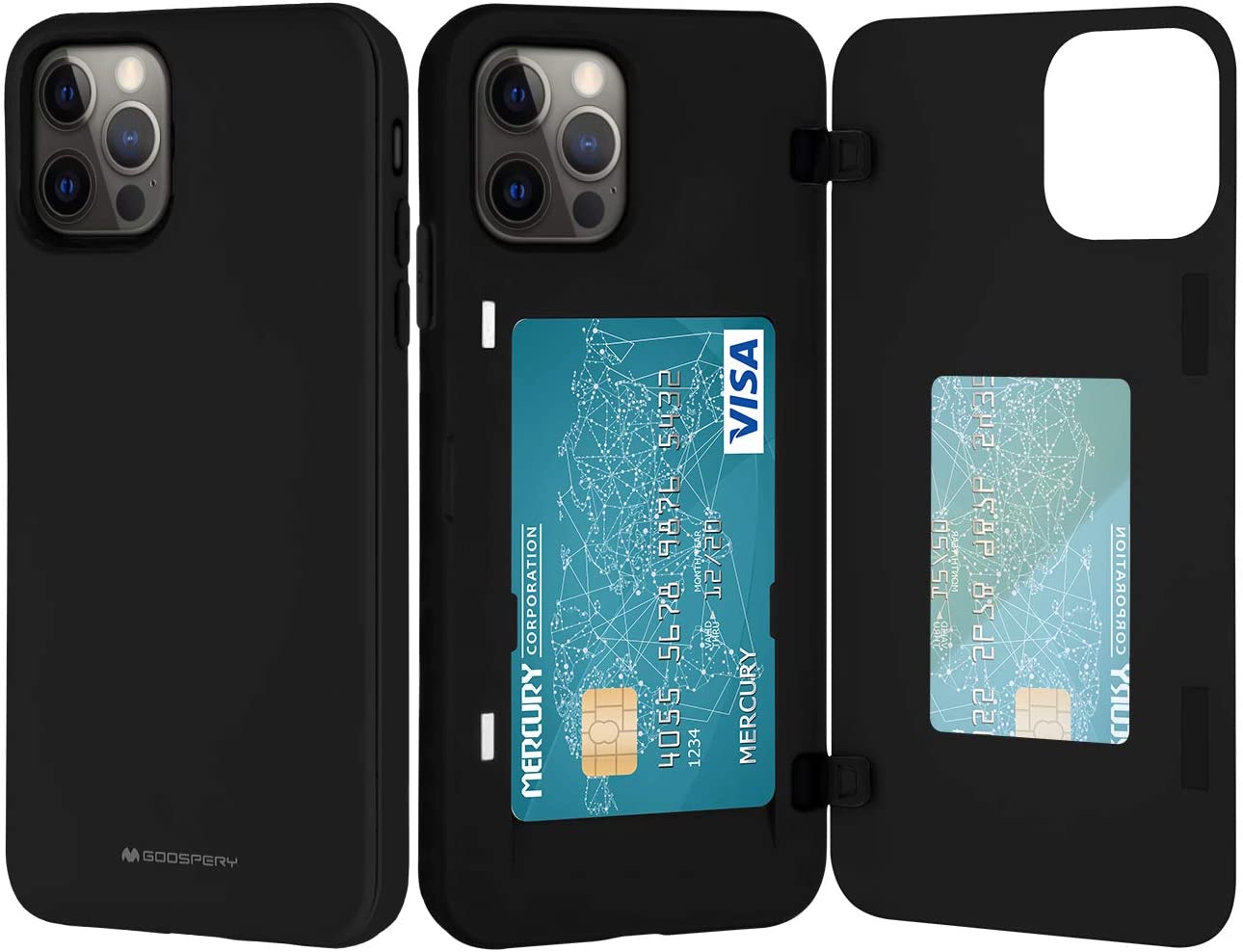 Goospery iPhone 12 Mini (5.4") Wallet Case with Card Holder, Protective Dual Layer Bumper Phone Case