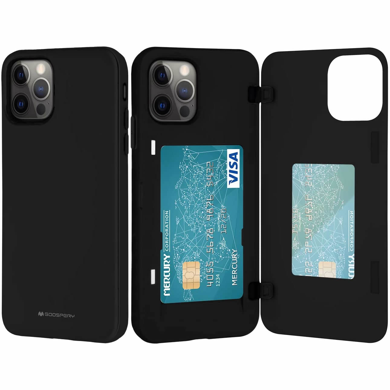 Goospery iPhone 12Pro (6.7") Max Wallet Case with Card Holder, Protective Dual Layer Bumper Phone Case