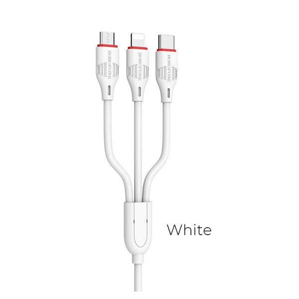 BOROFONE BX17 Enjoy 3-in-1 charging cable for Lightning / Micro-USB / USB-C aka Type-C, 1m, durable and reliable