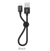 Premium USB to Lightning Charging Data Cable 0.25m Current 2.4A With Round Wire Clip
