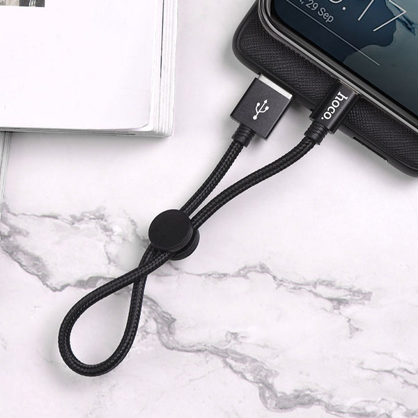 Premium USB to Type C Charging Data Cable 0.25m Current 3.0A With Round Wire Clip
