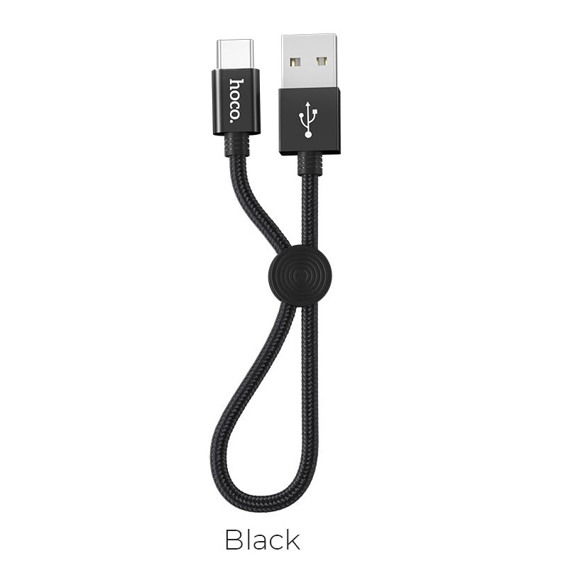 Premium USB to Type C Charging Data Cable 0.25m Current 3.0A With Round Wire Clip