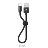Premium USB to Type C Charging Data Cable 0.25m Current 3.0A With Round Wire Clip