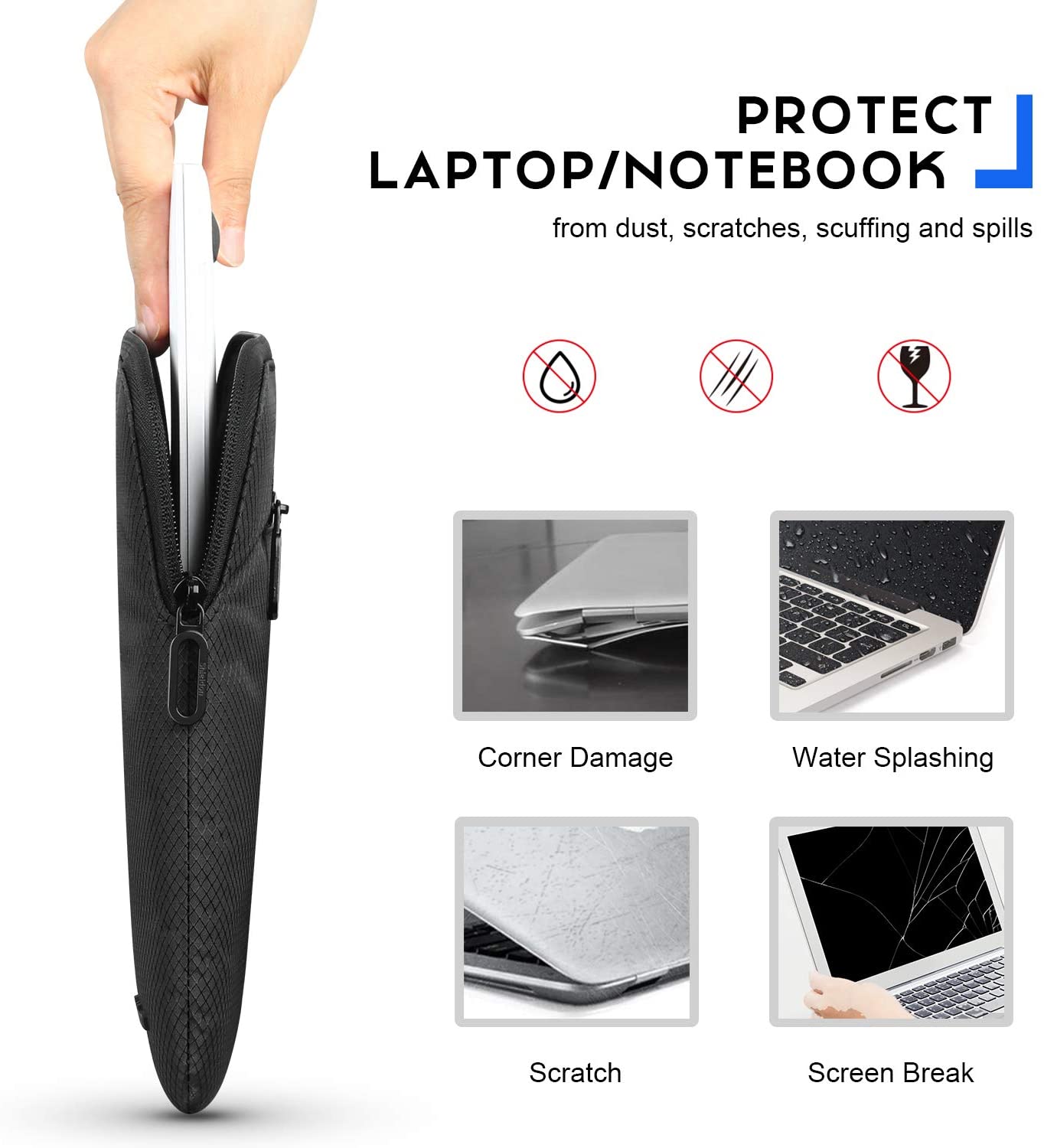 SHIELDON 13-14-Inch Laptop Sleeve Case Bag with Accessory Pocket, Water Repellent Handbag
