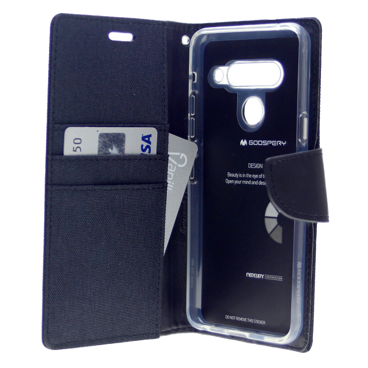 Goospery CANVAS Card Holder Fabric Folio Wallet Flip Stand Case For LG G8 ThinQ(2019) 6.1"