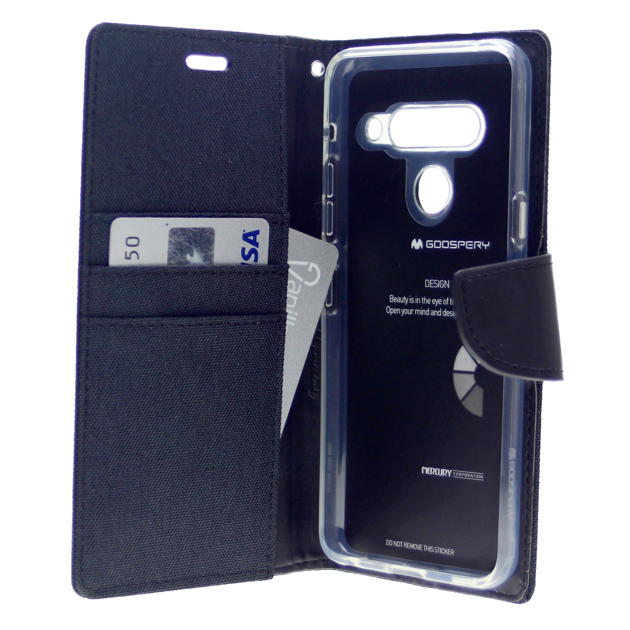 Goospery CANVAS Card Holder Fabric Folio Wallet Flip Stand Case For LG G8 ThinQ(2019) 6.1"