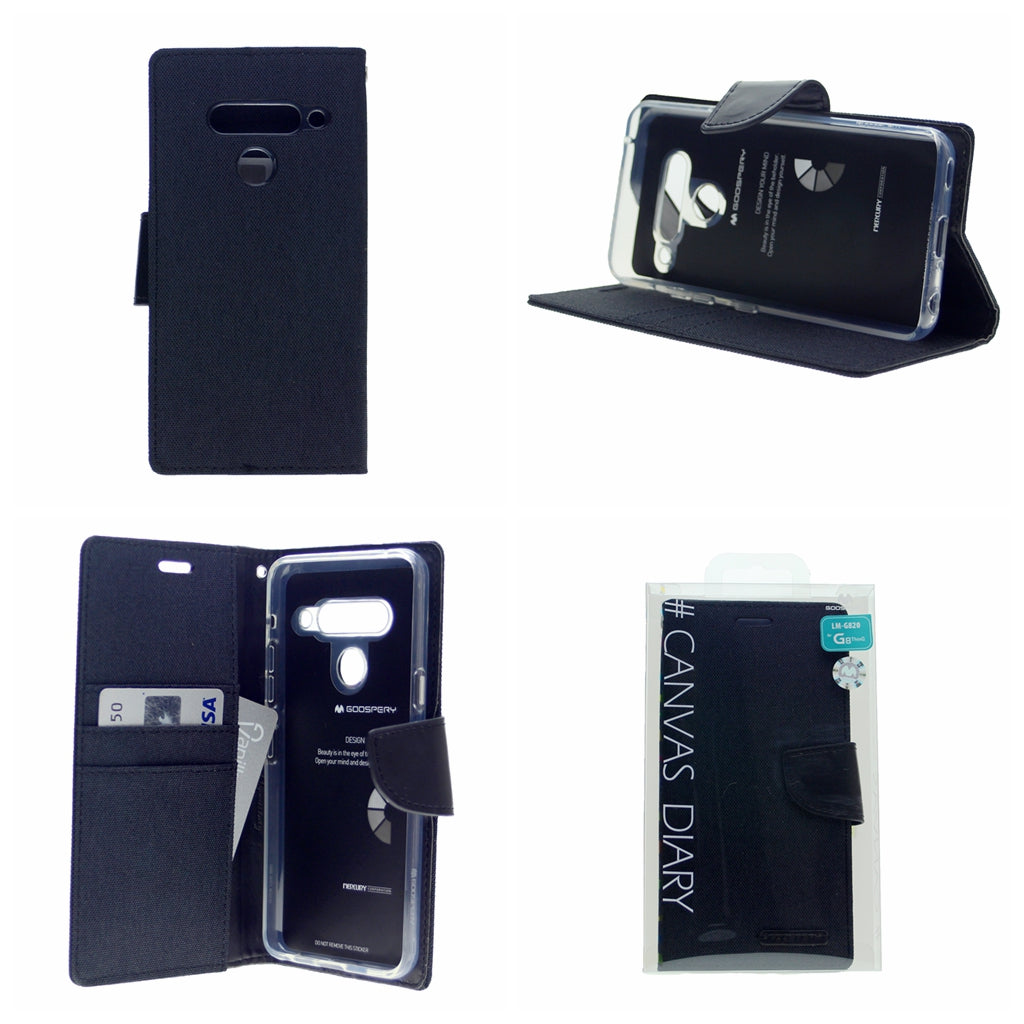 Goospery CANVAS Card Holder Fabric Folio Wallet Flip Stand Case For LG G8 ThinQ(2019) 6.1"