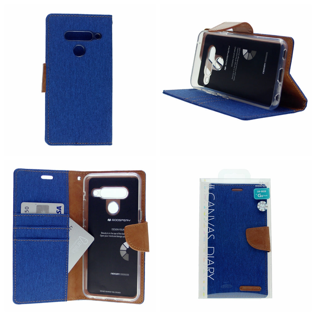 Goospery CANVAS Card Holder Fabric Folio Wallet Flip Stand Case For LG G8 ThinQ(2019) 6.1"
