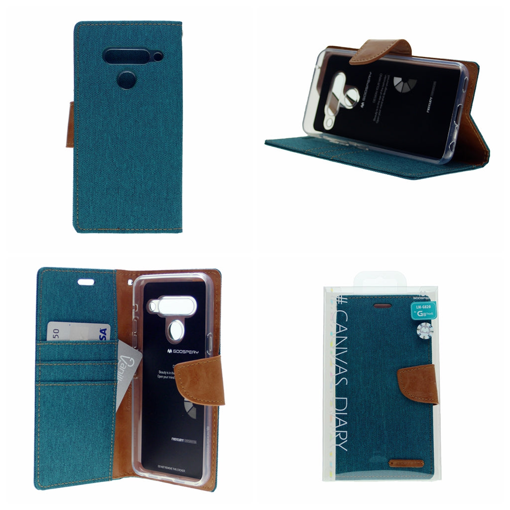 Goospery CANVAS Card Holder Fabric Folio Wallet Flip Stand Case For LG G8 ThinQ(2019) 6.1"