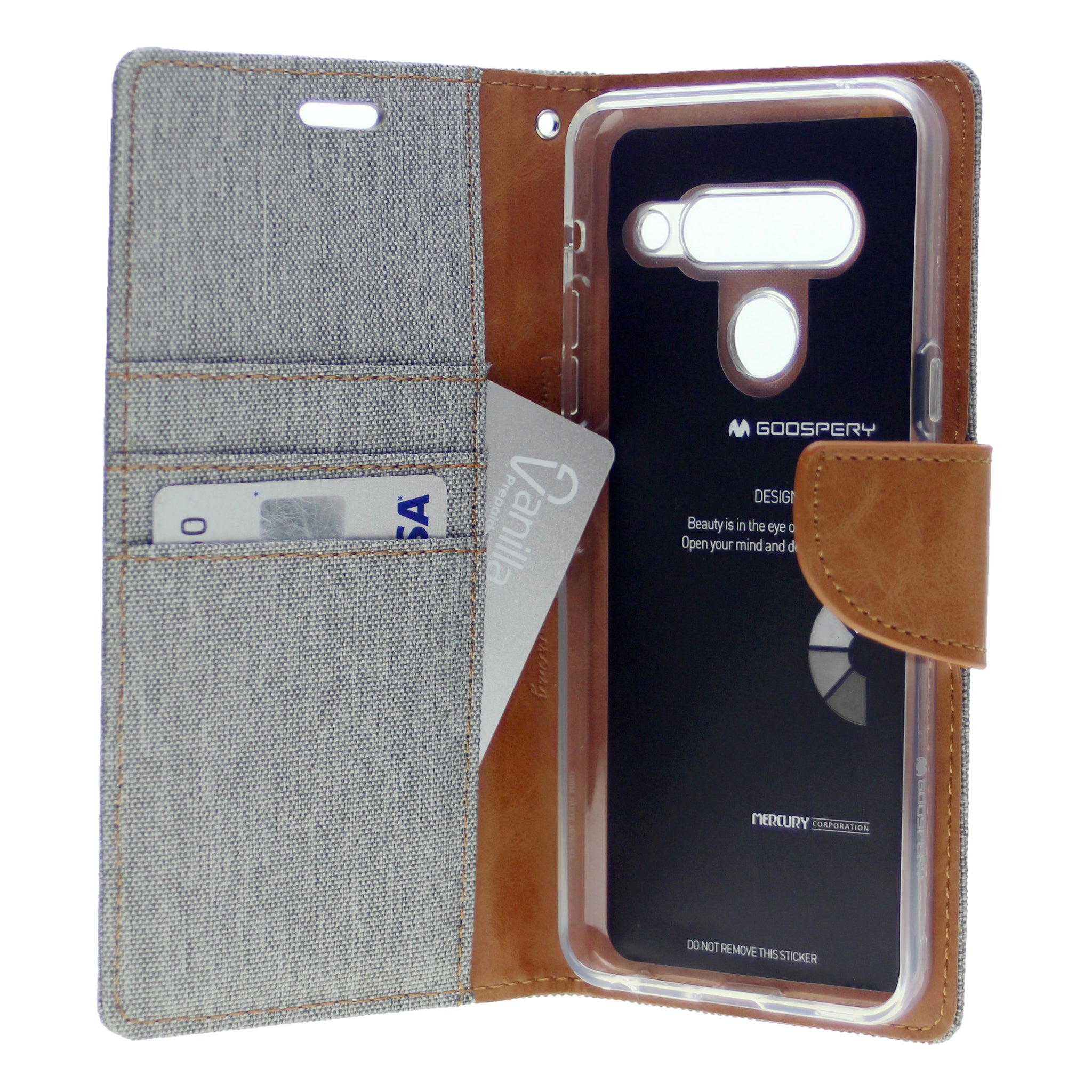 Goospery CANVAS Card Holder Fabric Folio Wallet Flip Stand Case For LG G8 ThinQ(2019) 6.1"