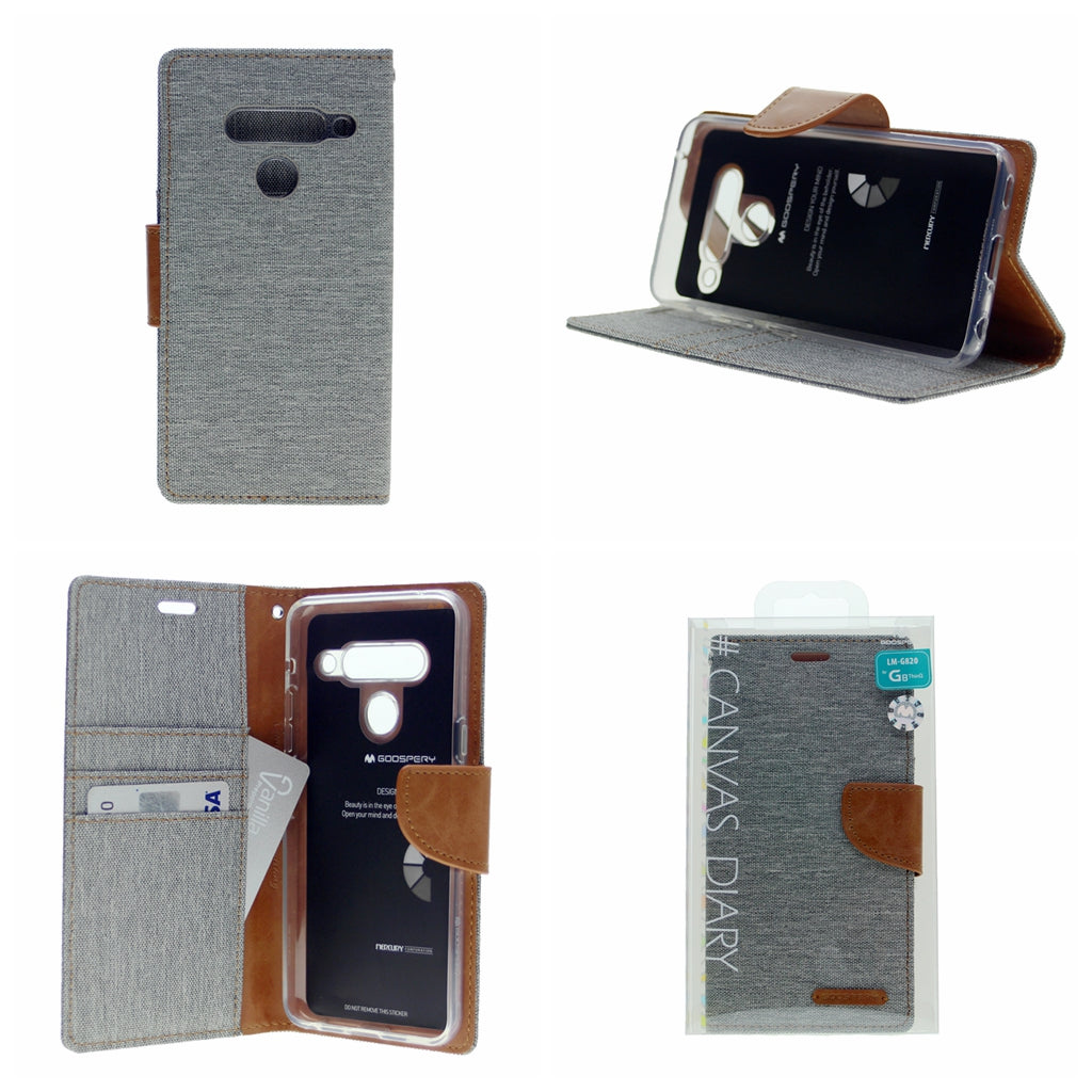 Goospery CANVAS Card Holder Fabric Folio Wallet Flip Stand Case For LG G8 ThinQ(2019) 6.1"