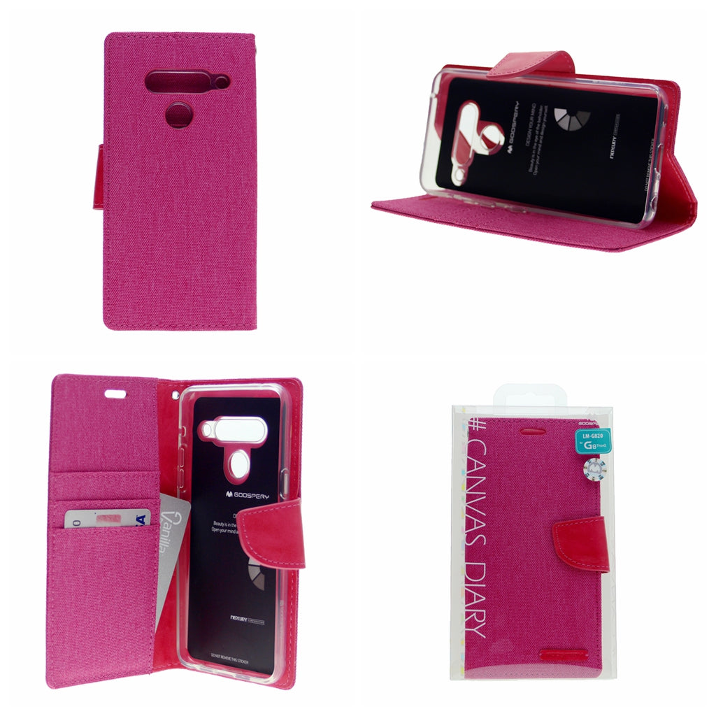 Goospery CANVAS Card Holder Fabric Folio Wallet Flip Stand Case For LG G8 ThinQ(2019) 6.1"