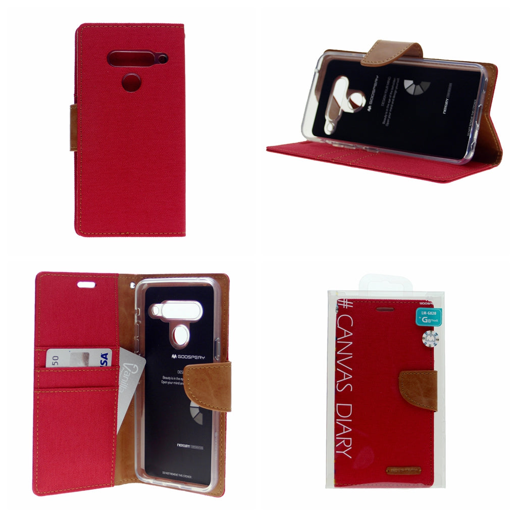 Goospery CANVAS Card Holder Fabric Folio Wallet Flip Stand Case For LG G8 ThinQ(2019) 6.1"