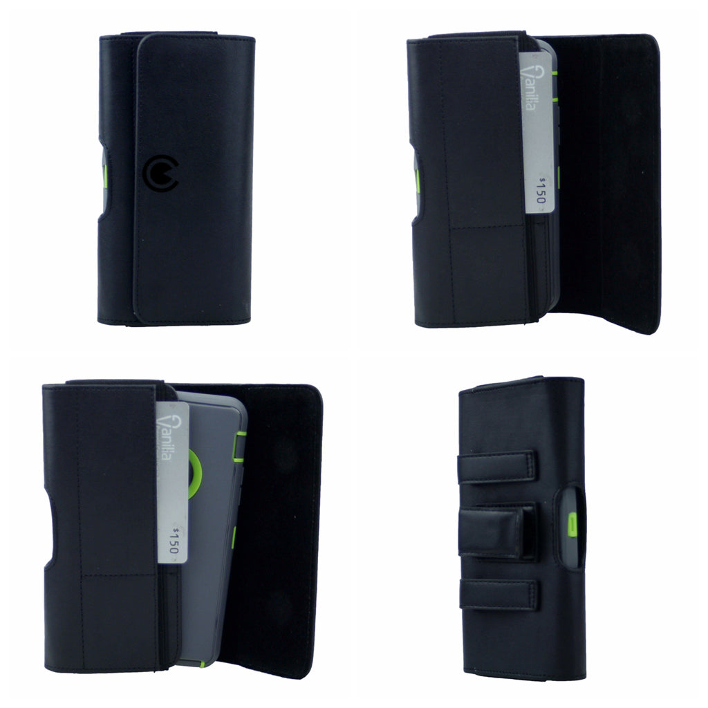 Premium Horizontal PU Leather Pouch with Card Slot (fits the Phone +heavy duty protective case)