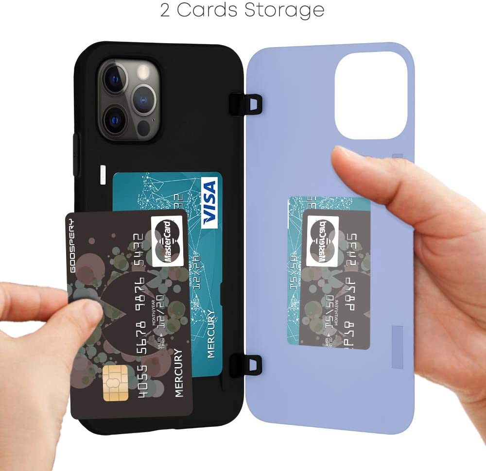 Goospery iPhone 12/12Pro (6.1") Wallet Case with Card Holder, Protective Dual Layer Bumper Phone Case