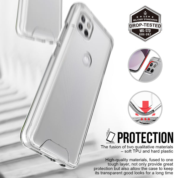 Premium Transparent Rugged Clear Shockproof SPACE Case Cover For Motorola One 5G Ace 6.7