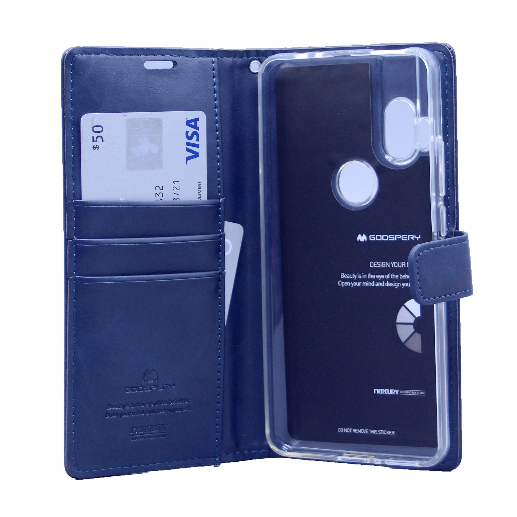 Goospery Blue Moon w/Magnet Clip Leather Wallet Folio Flip Stand Case for Motorola Moto One Hyper(20) 6.5"