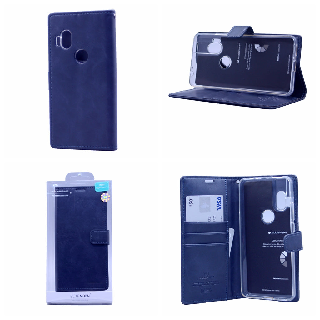 Goospery Blue Moon w/Magnet Clip Leather Wallet Folio Flip Stand Case for Motorola Moto One Hyper(20) 6.5"