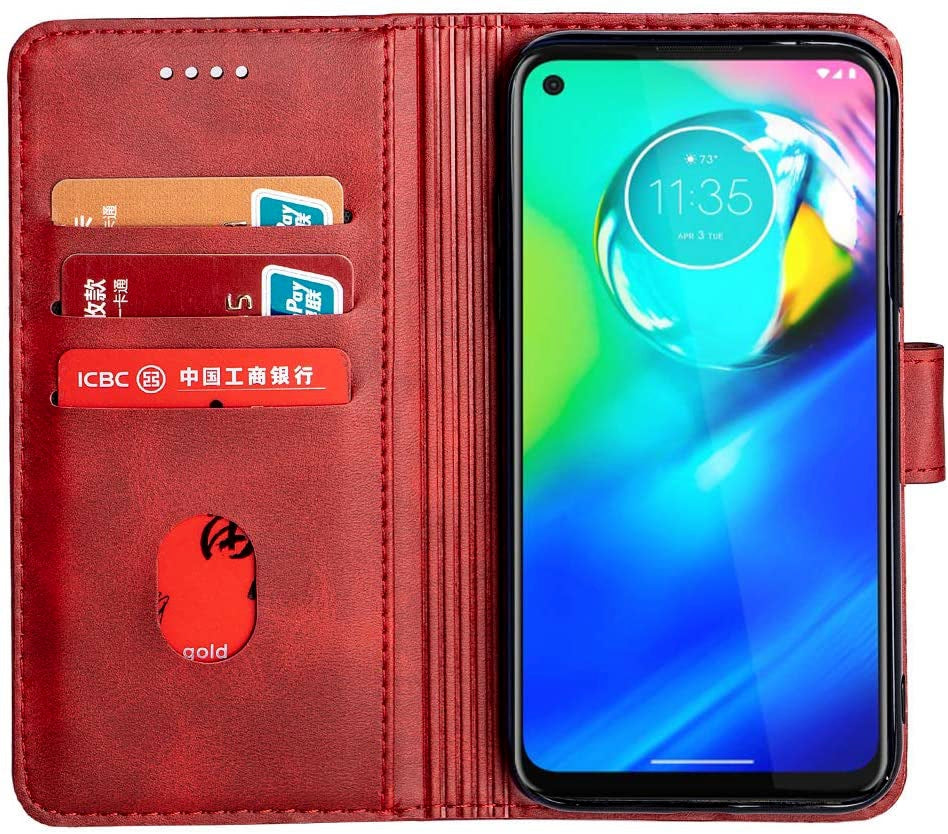 Simulate Leather Folio Wallet Flip Case 3 Card Slot w/Magnetic Clip Cover For Motorola Moto G Power(2021) 6.6"