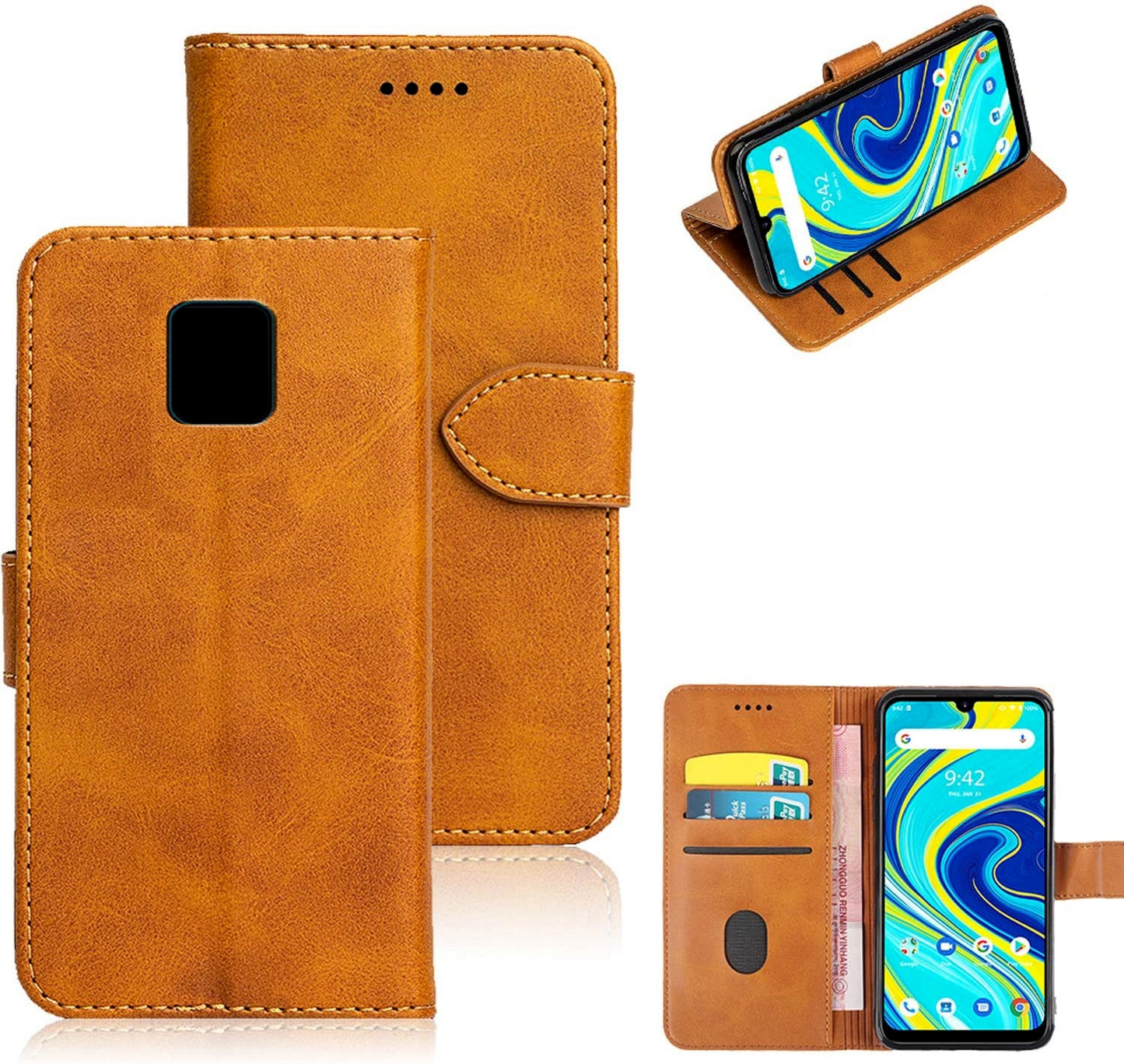 Simulate Leather Folio Wallet Flip Case 3 Card Slot w/Magnetic Clip Cover For Motorola Moto G Power(2021) 6.6"