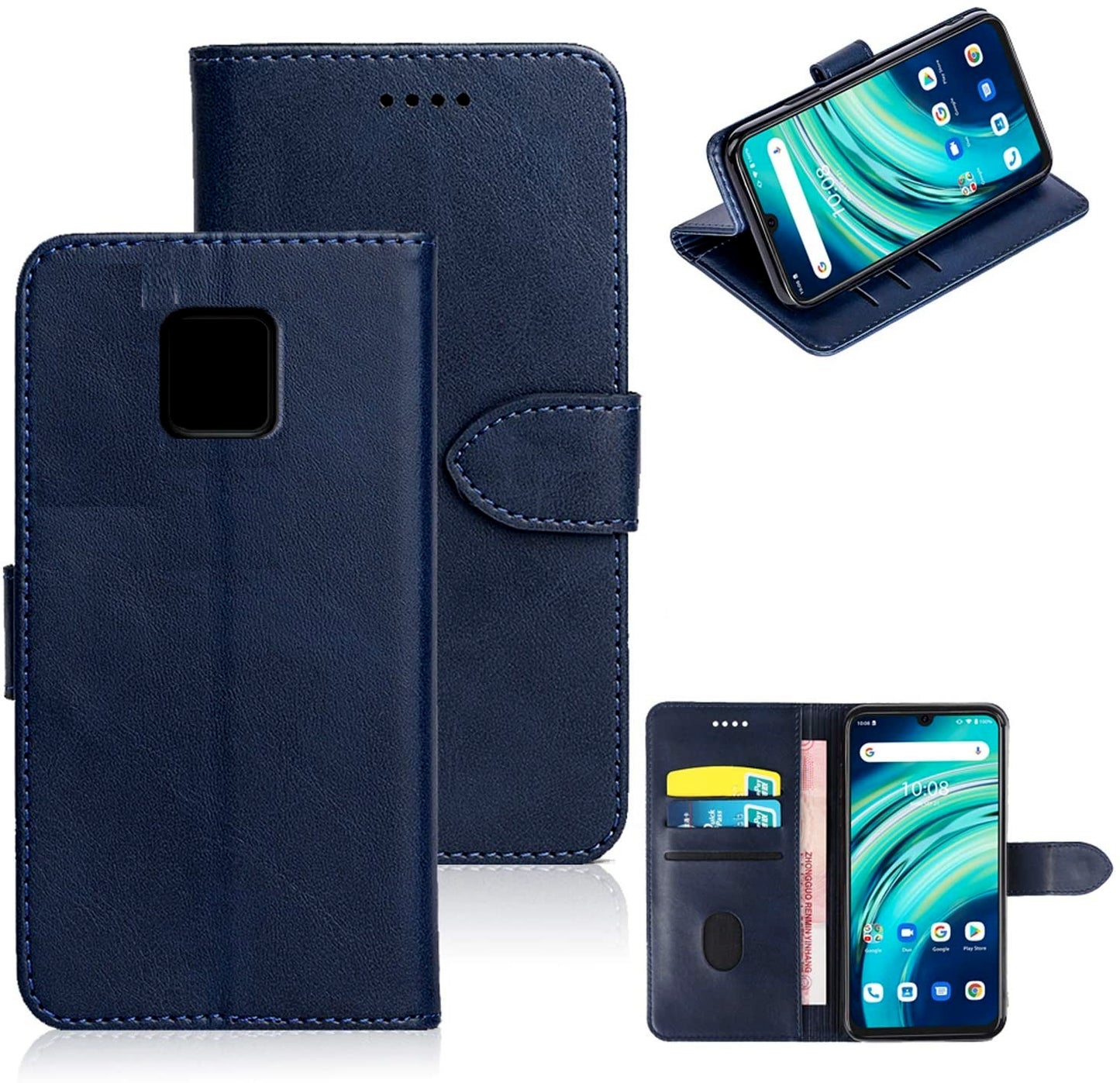 Simulate Leather Folio Wallet Flip Case 3 Card Slot w/Magnetic Clip Cover For Motorola Moto G Power(2021) 6.6"