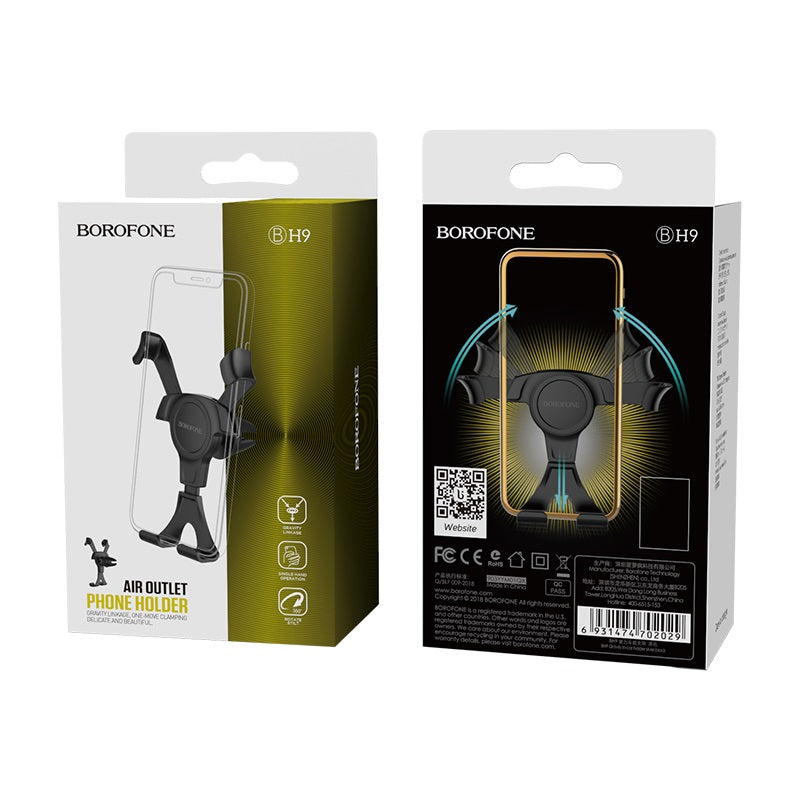 BOROFONE BH9 Gravity IN-Car Cell Phone Holder, ABS material, for 3.5-6 inch mobile phone, for air outlet
